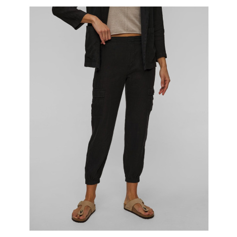 Dámske čierne ľanové Cargo Nohavice Deha