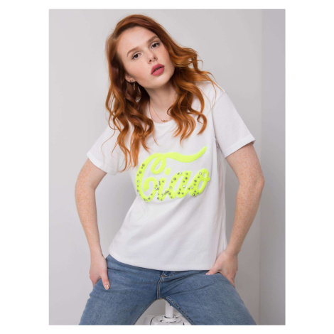 Women's white T-shirt with application