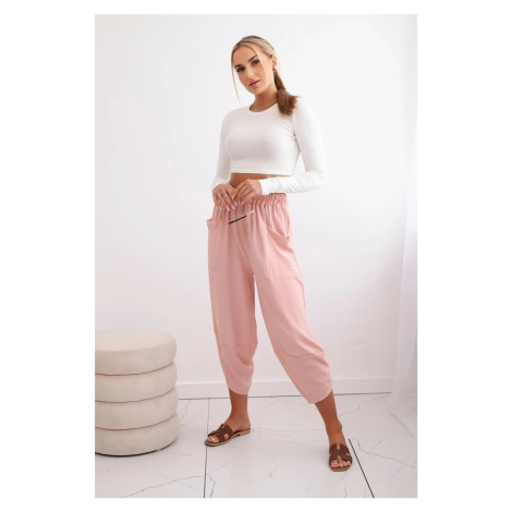 Wide-leg trousers with pockets - dark powder pink