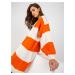 Dlhší voľný pletený kardigan - oranžová-smotanová -TW-SW-BI-M3022.29X-orange.ecru