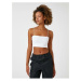 Koton Women's Clothing. Basic Crop Singlets Thin Straps, Corduroy 3z30017k Off-White Off-White.
