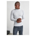 Trendyol Grey Fitted Cotton Half Turtleneck Plain Knit Sweater