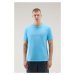 Tričko Woolrich Light Garment Dyed T-Shirt Modrá