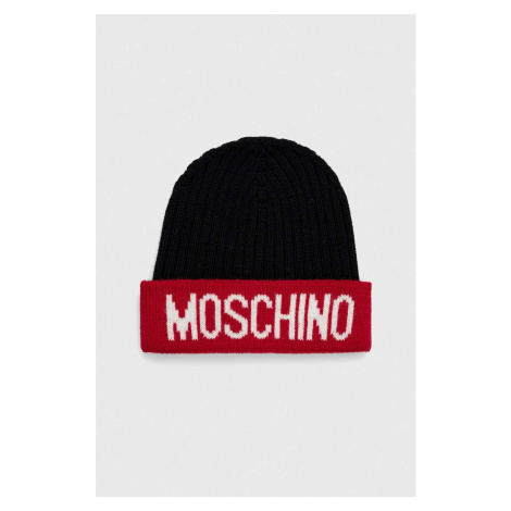 Vlnená čiapka Moschino červená farba, vlnená