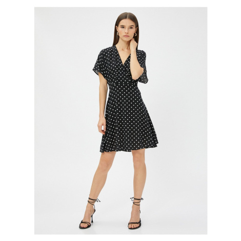 Koton Mini Polka Dot Dress Wraparound Short Sleeve Ecovero® Viscose