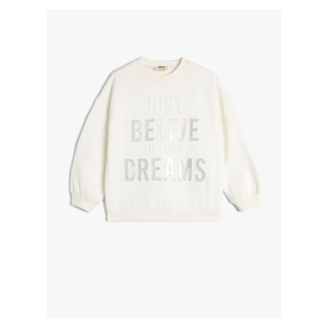 Koton Sweatshirt Long Sleeve Crew Neck Bright Printed Slogan Themed