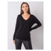 Black cotton blouse with long sleeves