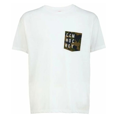 Men's T-shirt CCM CAMO POCKET S/S TEE White Senior