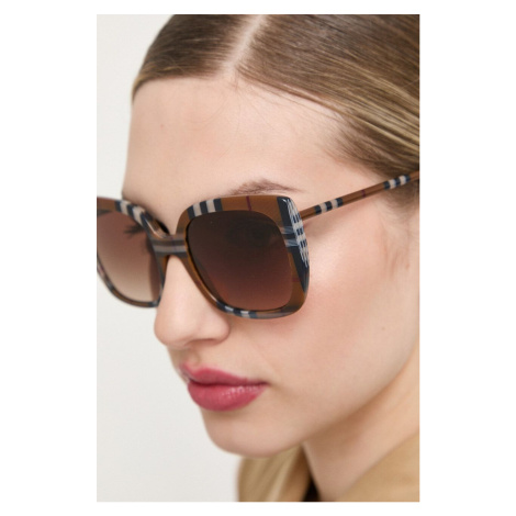 Slnečné okuliare Burberry CAROLL dámske, hnedá farba, 0BE4323
