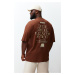 Trendyol Plus Size Brown Oversize/Wide Cut 100% Text Printed T-Shirt