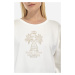 Mikina La Martina Woman Fleece Crewneck L/S Spri Off White