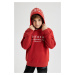 DEFACTO Boy's Hooded Printed Thick Sweatshirt