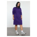 Trendyol Curve Dark Purple 2 Yarn Non-raised Knit Plus Size Dress