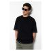 Trendyol Black Oversize/Wide-Fit Crew Neck Short Sleeve Embroidered 100% Cotton T-Shirt