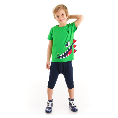 Denokids Naughty Boy Green T-shirt Capri Shorts Set