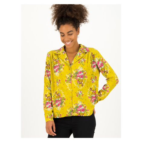 Yellow women's patterned shirt Blutsgeschwister Oh My Deer - Women