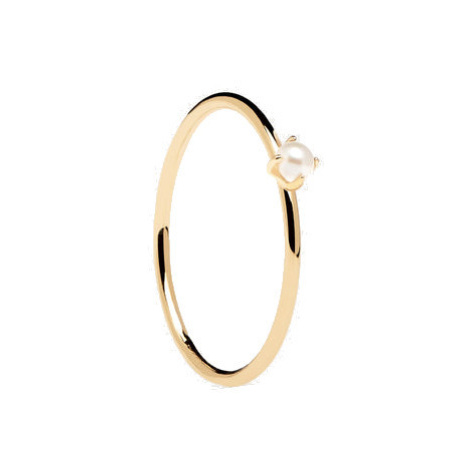 PDPAOLA Elegantný pozlátený prsteň s perlou Solitary Pearl Essentials AN01-160 58 mm