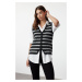 Trendyol Black Soft Texture Striped V Neck Regular Vest