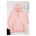 Trendyol Basic Powder Oversize/Wide Cut Hooded Labeled Fleece Inside Cotton Sweatshirt