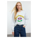 Trendyol Ecru Slogan Printed Regular/Normal Pattern Knitted Sweatshirt