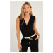 Cool & Sexy Women's Black Turndown Collar Blouse