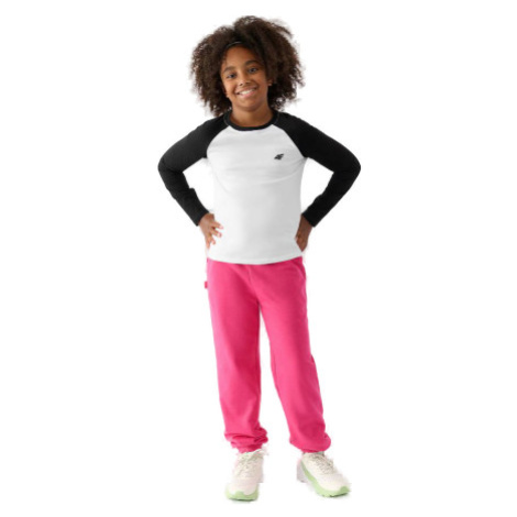 Dievčenské tepláky 4F JUNIOR TROUSERS-JWAW24TTROF754-55S-HOT PINK