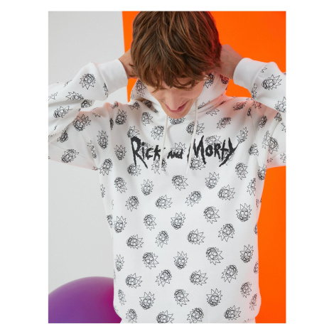 Koton Rick And Morty Hooded Sweatshirt Raised Licensed Printed