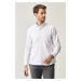 ALTINYILDIZ CLASSICS Men's White Tailored Slim Fit Slim Fit Buttoned Collar Gabardine Shirt