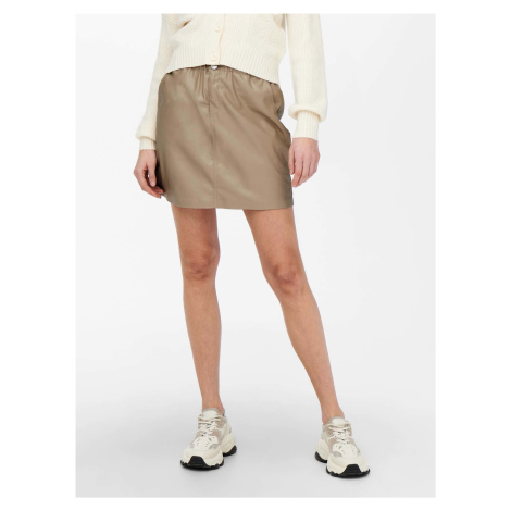 Beige women's faux leather short skirt ONLY Maureen - Women
