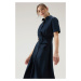 Šaty Woolrich Belted Poplin Shirt Dress Modrá