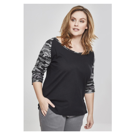 Women's 3/4 Contrast Raglan T-Shirt Black/Dark Camo Urban Classics