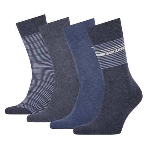 Tommy Hilfiger Ponožky - TH MEN SOCK 4P TIN GIFTBOX STRIPE modré