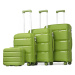 KONO Set 4 kufrov z polypropylénu - 15L, 39L, 70L, 103L - zelená