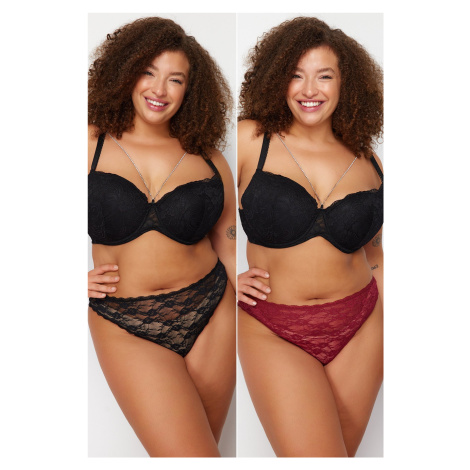 Trendyol Curve 2-Pack Black-Burgundy Lace Panties