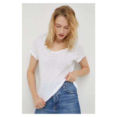 Tričko American Vintage T-SHIRT MC COL U dámsky, biela farba,, JAC48