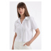 DEFACTO Crop Short Sleeve White Shirt