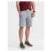 Ombre Men's knit shorts with drawstring and pockets - grey