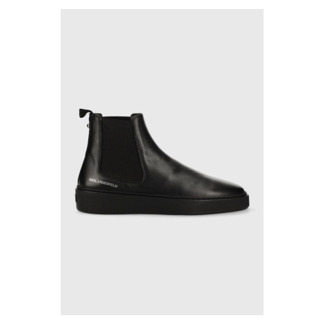 Kožené topánky chelsea Karl Lagerfeld  FLINT pánske, čierna farba, KL53340
