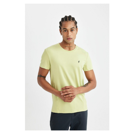 DEFACTO Fit Yellow Slim Fit Slim Cut Crew Neck Sports Short Sleeve T-Shirt