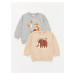 LC Waikiki Crew Neck Long Sleeve Printed Baby Boy Sweatshirt 2 Pack