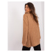 Hnedý oversize rolák s vrkočovým vzorom a zipsom BA-SW-0282.13P-camel