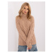 Brown loose turtleneck sweater with cuffs