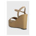 Kožené sandále Calvin Klein WEDGE 70HH W/HW dámske, béžová farba, na kline, HW0HW01485