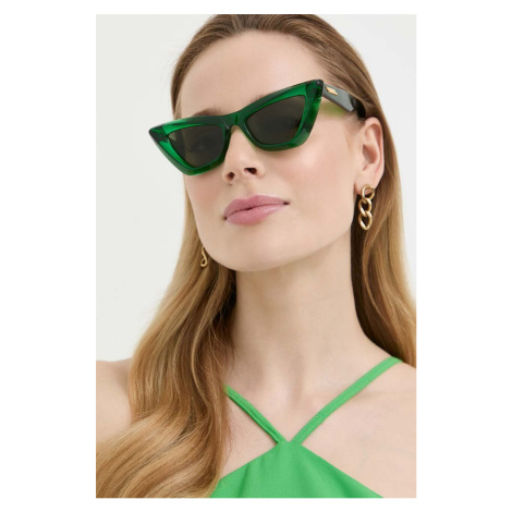 Slnečné okuliare Bottega Veneta dámske, zelená farba