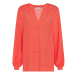 Tommy Hilfiger Blúzka - ALYA V-NECK LS BLOUSE oranžová