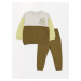 LC Waikiki Crew Neck Long Printed Baby Boy Sweatshirt and Trousers 2-Set