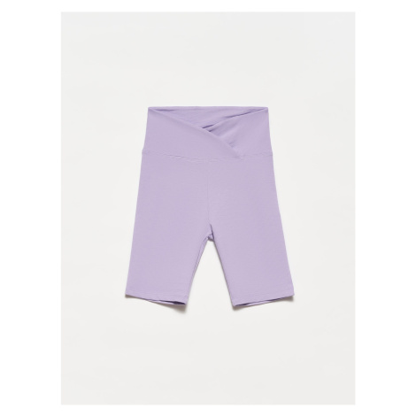 Dilvin 7936 Belt Detailed Short Leggings-lilac