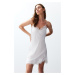 Trendyol Bride White Lace Rope Strap Satin Woven Nightgown