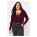 Trendyol Curve Cherry Cross Body-hugging Brit Knit Sweater