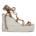 Manebi Espadrilky Soft Suede Lace-Up Wedge Espadrilles L 8.7 WA Hnedá